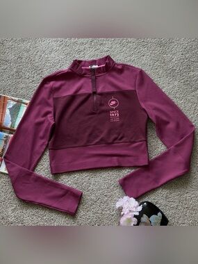 Nike Burgundy Cropped Quarter-Zip Pullover